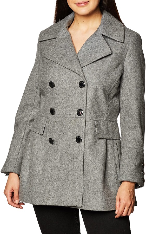 Calvin Klein Women's Polished Wool Coat with Button Detail - ShopStyle