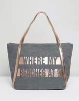 Thumbnail for your product : New Look Beach Slogan Shopper Bag
