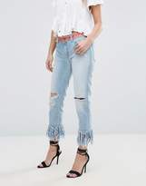 Thumbnail for your product : Replay Straight Jeans with Rips and Extreme Frayed Hem