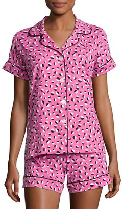 BedHead Demi Ball Dot Shorty Pajama Set, Fuchsia/Black, Plus Size