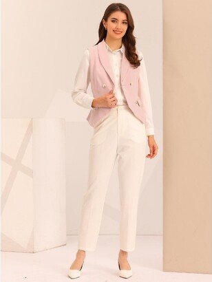 Allegra K Women' Waitcoat Lapel Collar Drey Veratile Racerback Suit Vet  Medium - ShopStyle Tops