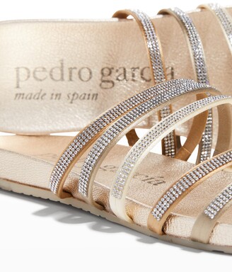 Pedro Garcia Gala Metallic Napa Swarovski Flat Sandals