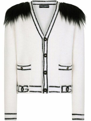 Dolce & Gabbana faux-fur trim V-neck cardigan