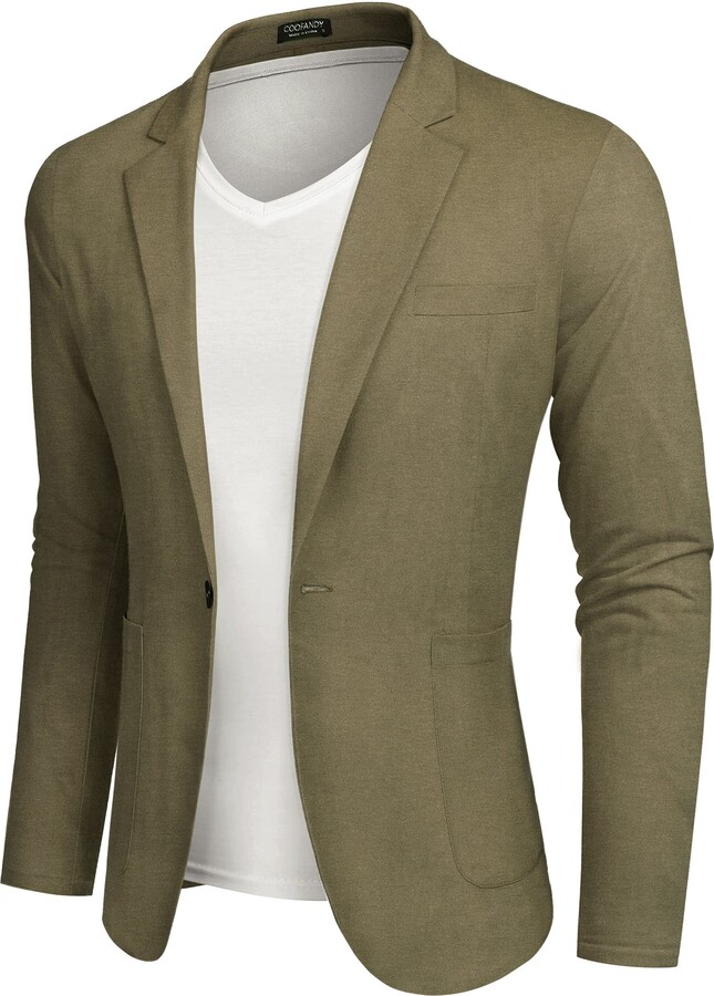 COOFANDY Men's Casual Linen Blazer Lightweight Regular Fit Sport Coat