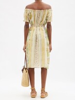 Thumbnail for your product : D'Ascoli Clara Off-shoulder Floral-print Cotton-khadi Dress - Yellow Multi