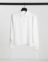 Thumbnail for your product : Pimkie ruched sleeve detail shirt in white