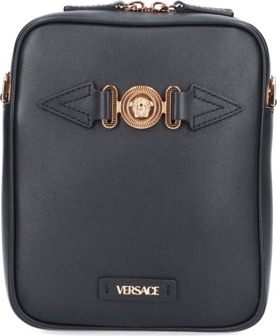Versace Medusa Biggie Small Crossbody Bag, Black+silver, One Size