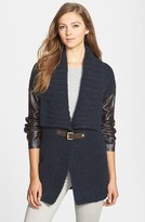 Thumbnail for your product : MICHAEL Michael Kors Faux Leather Sleeve Buckle Cardigan