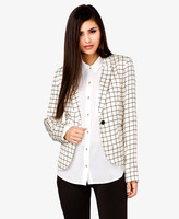 Thumbnail for your product : Forever 21 Grid Pattern Satin Blazer