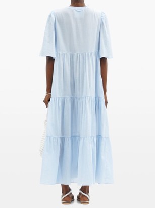 Loup Charmant Symi Tiered Organic-cotton Maxi Dress - Light Blue