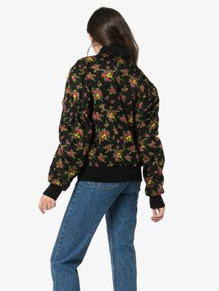 Gucci Ladies Black Floral Wool Bouquets Nylon Jacket, Size: 38