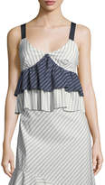 Thumbnail for your product : Joie Marjie V-Neck Sleeveless Tiered Striped Top