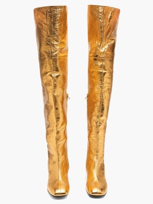 Marni Zipped Metallic-leather Over-the-knee Boots - Gold