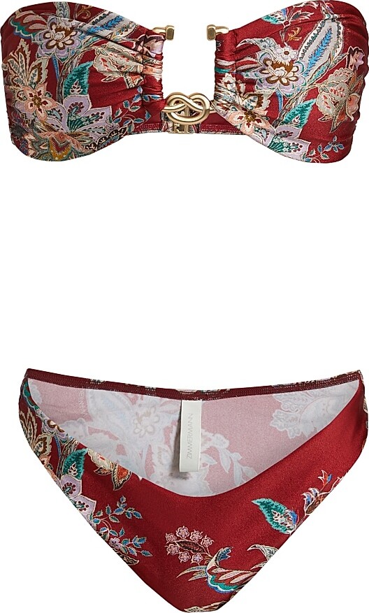 Zimmermann Women's Rhiannon Floral Paisley Bikini - Red Multi Paisley - Size 2