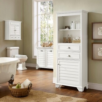Spirich Home Bathroom Tall Corner Storage Cabinet, Floor Slim Display with Glass Doors and Adjustable Shelves White - Painted