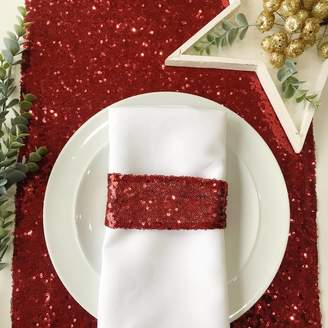 The Sweet Party Shop Christmas Berry Red Sequin Table Runner