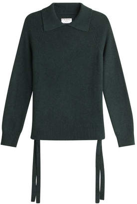 Frame Denim Cashmere Pullover with Lace Up Ties at the Sides