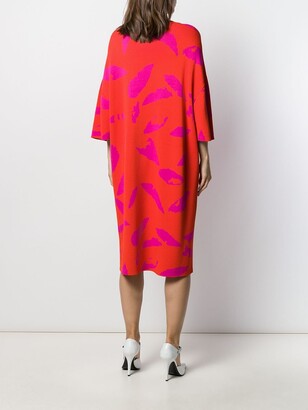 AMI Paris Jacquard Feather Detail Knit Dress