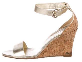 Gucci Metallic Ankle-Strap Wedges