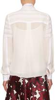 Thumbnail for your product : Oscar de la Renta Long Sleeved Lace Trimmed Silk Blouse - Womens - White