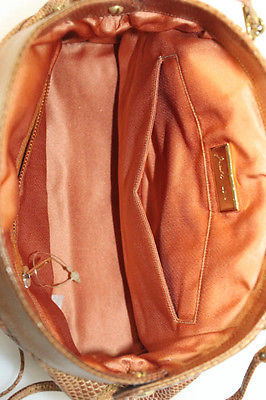 Judith Leiber Beige Leather Gold Tone Small Clutch Vintage Handbag