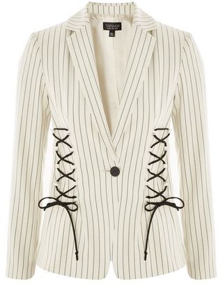 Topshop Striped corset detail blazer