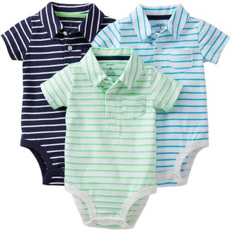 Carter's Baby Boys' 3 Pack Striped Polo Bodysuits (Baby) - Multicolor