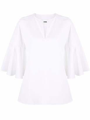 Jil Sander circle-sleeve V-neck blouse
