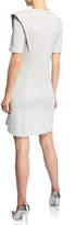 Thumbnail for your product : St. John Milano Knit Short-Sleeve Dress w\/ Leather Trim