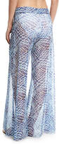 Thumbnail for your product : Letarte Printed Flared Sheer Mesh Pants
