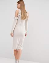 Thumbnail for your product : Oh My Love Cold Shoulder Midi Dress With Frill Detail