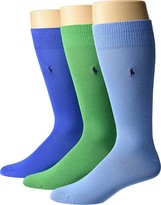 Thumbnail for your product : Polo Ralph Lauren 3-Pack Supersoft Flat Knit with Polo Player Embroidery (Pale Blue) Men's Crew Cut Socks Shoes
