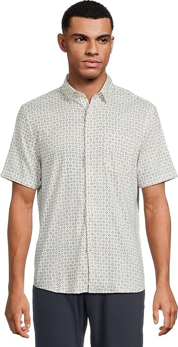 Faherty Short Sleeve Movement Monterrey Shirt Men's Clothing Stony Beach Diamond : 2XL Cotton/Lyocell/Nylon