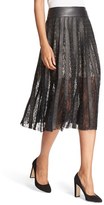 Thumbnail for your product : Alice + Olivia Women's 'Tianna' Leather & Lace Stripe Midi Skirt