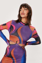 Thumbnail for your product : Nasty Gal Womens Abstract Print Cut Out Bodycon Mini Dress - Purple - 8