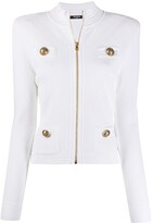Thumbnail for your product : Balmain Quilted Embossed Buttons Zipped Cardigan