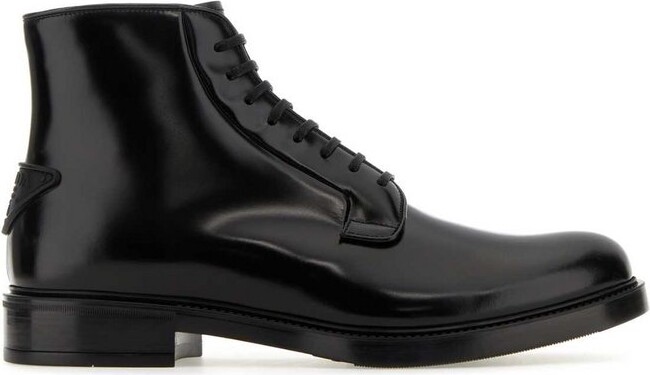Prada Men's Cobblestone Leather Ankle Boots