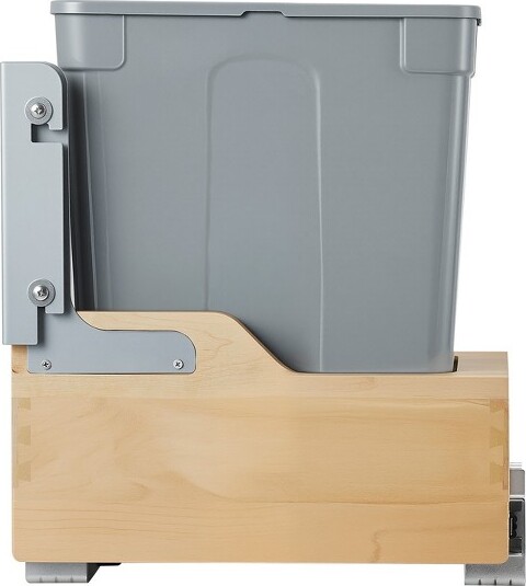 VEVORWoodPulloutTrashCanforKitchenCabinets35QTGarbageWasteRecyclingBinUnderMountWasteContainerGray