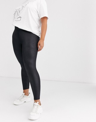 Only Curve coated leggings in black