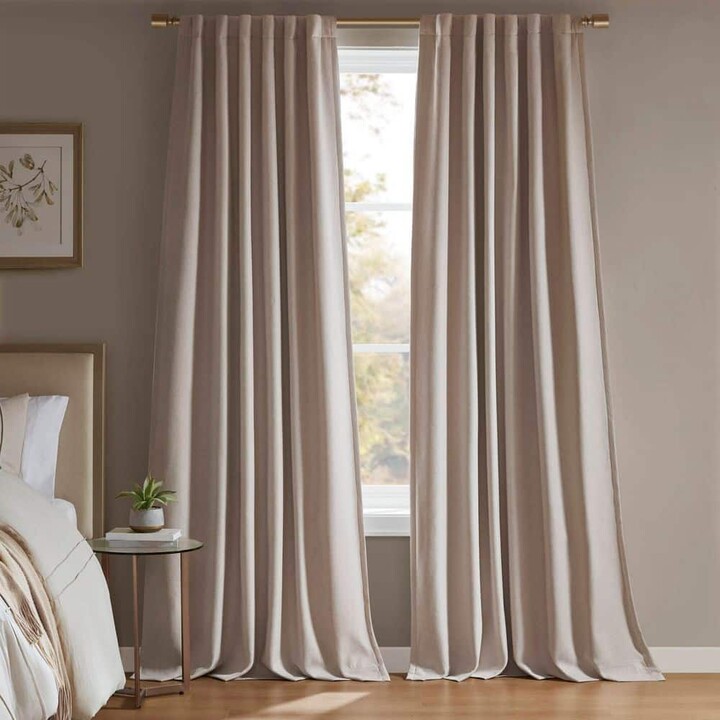 Madison Home USA Karien Linen Polyester 52 in. W x 95 in. L Room Darkening Curtain Panel Set of 2