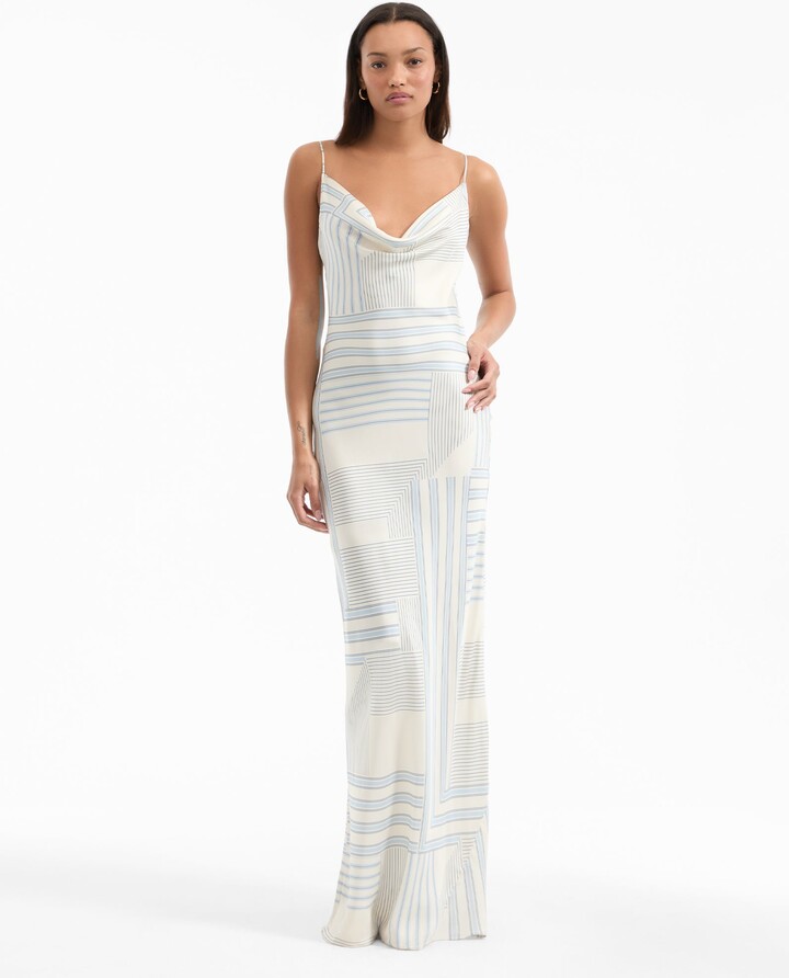 Madison Slip Maxi Dress Dove Blue Lake Multi