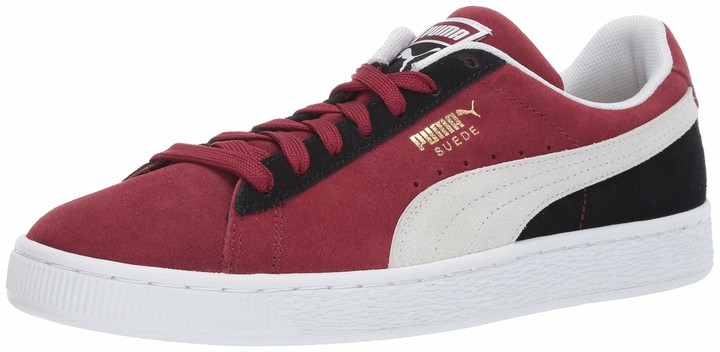 red puma suede shoes