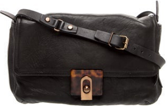 Lanvin Shoulder Bag Black Leather Gold-Tone Hardware Grosgrain Lining Turn-Lock Closure at Front Unfortunately, due to restrictions, this item may not be eligible for shipping in all areas. | Lanvin Leather Shoulder Bag in Black