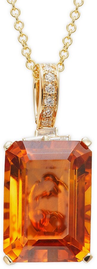 14K Yellow Gold 6mm Citrine bezel pendant from Roy Rose Jewelry 