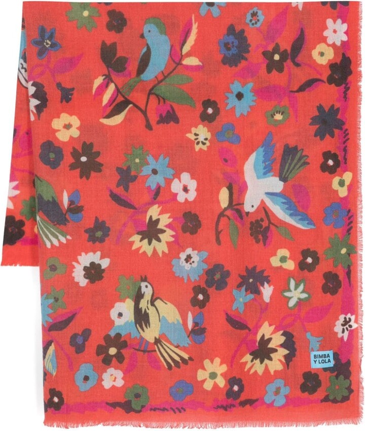 Bimba y Lola Floral-Print Wool Scarf - ShopStyle Scarves & Wraps