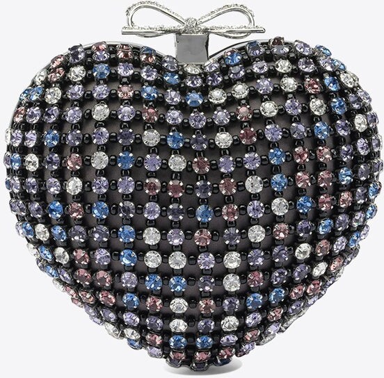 Self-Portrait Heart Crystal-Embellished Clutch