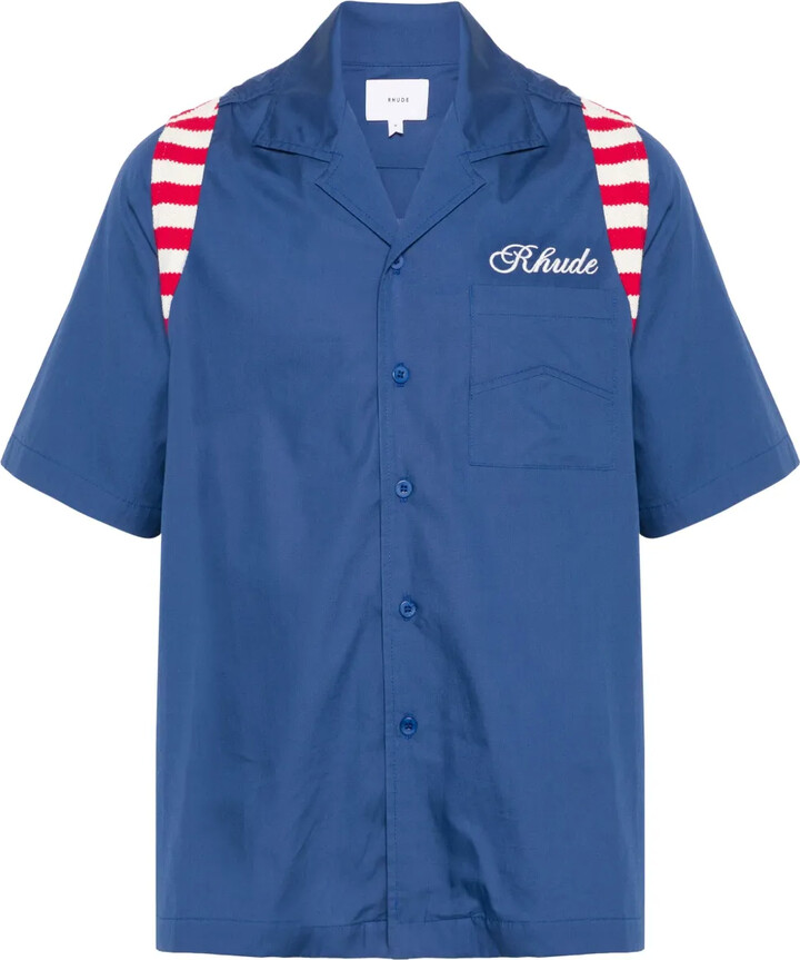 Rhude Panelled-Crochet Poplin Shirt