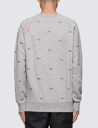 MAISON KITSUNÉ Tricolor Fox Embroidery All-Over Sweatshirt