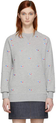 MAISON KITSUNÉ Grey All Over Fox Sweatshirt