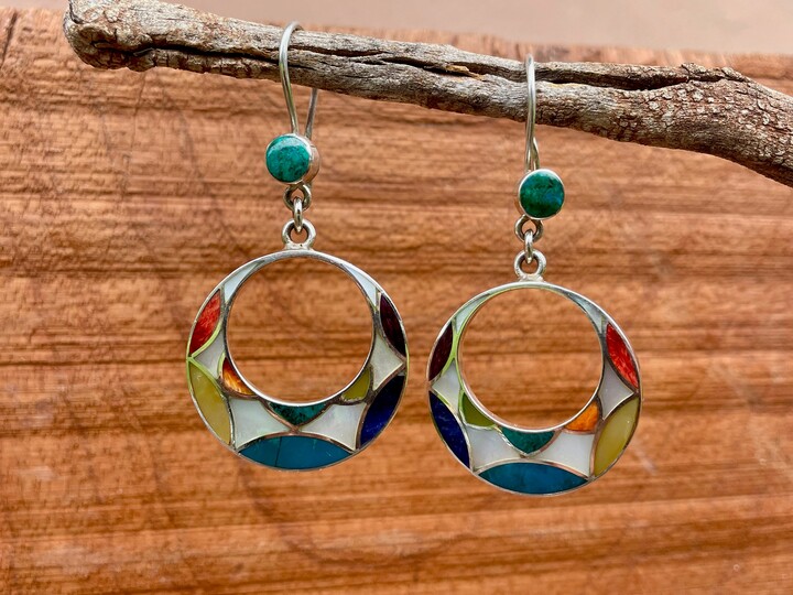 Etsy Colorful Silver Earrings